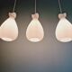 Scandinavian suspension in frosted white glass, 1960s