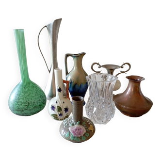 Lot of 8 old miniature vases