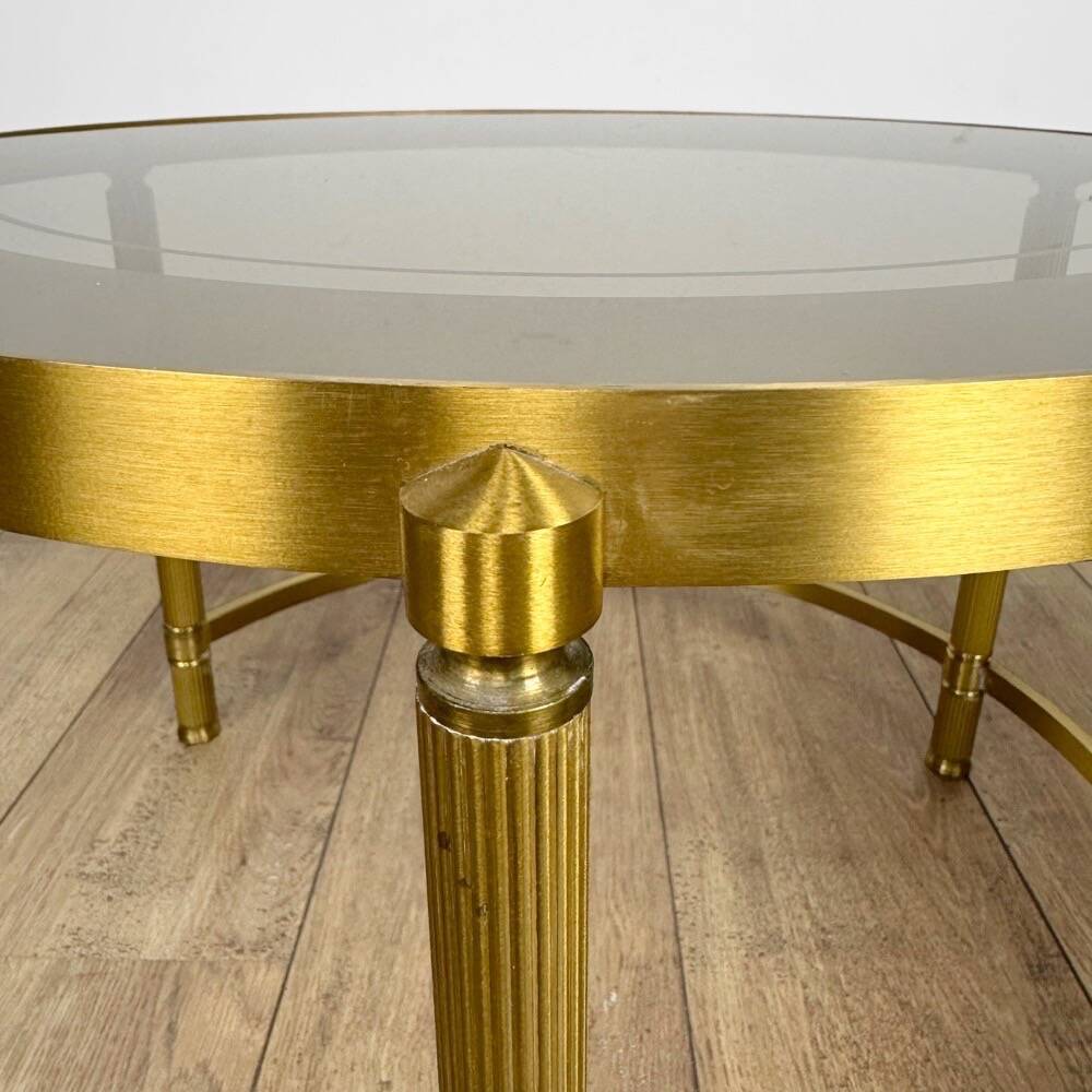 Tables gigognes rondes bronze doré verre fumé vintages