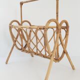 Porte-revues en rotin vintage
