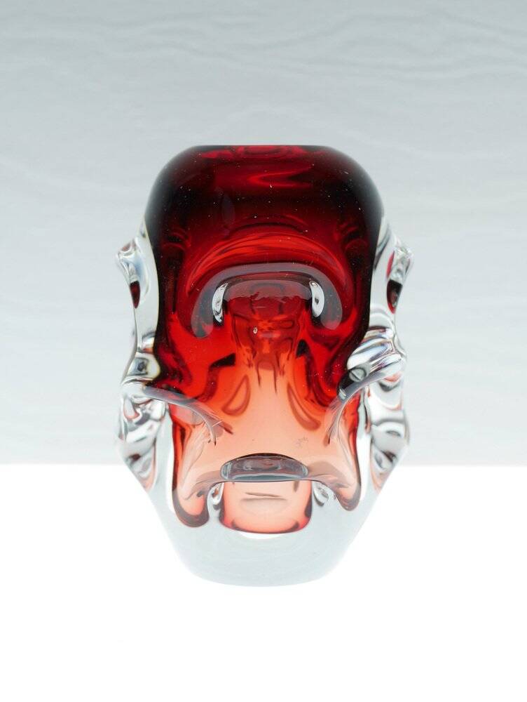 Vases en cristal rouge par Augustsson pour Åseda, ensemble de 2