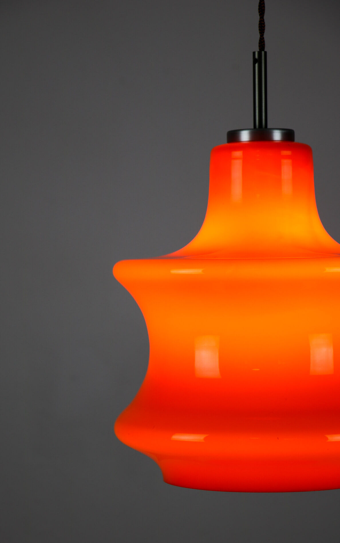 Mid-century orange glass pendant lamp