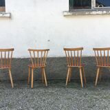 Set of 4 chairs bistro vintage Scandinavian brasserie colorful cake - 1950 1960