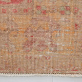5x9 pale red & tan beige vintage rug 146x279cm