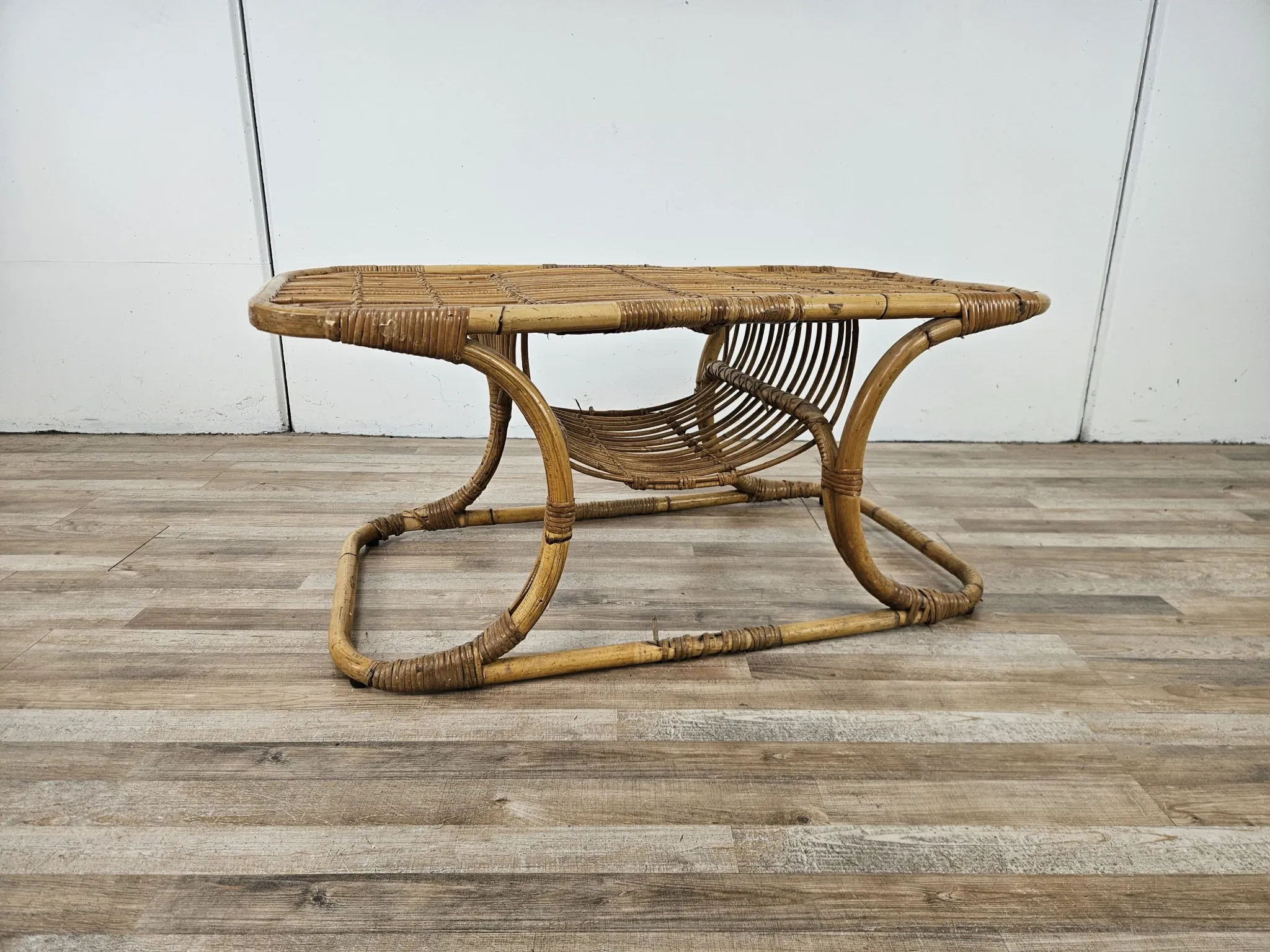 Vintage wicker side table, 1970