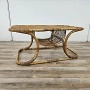 Vintage wicker side table, 1970
