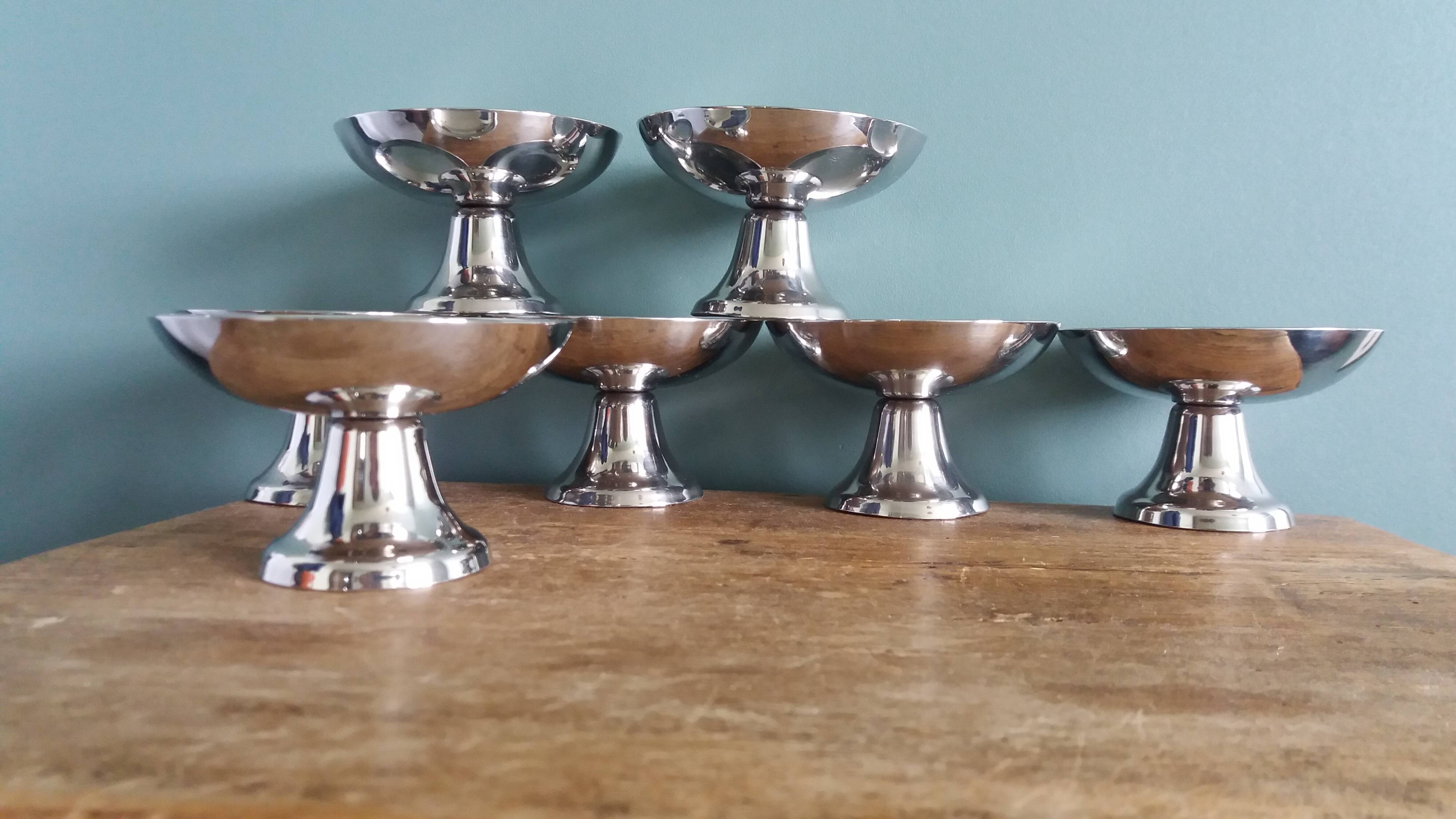 Guy Degrenne stainless steel ice cream bowls