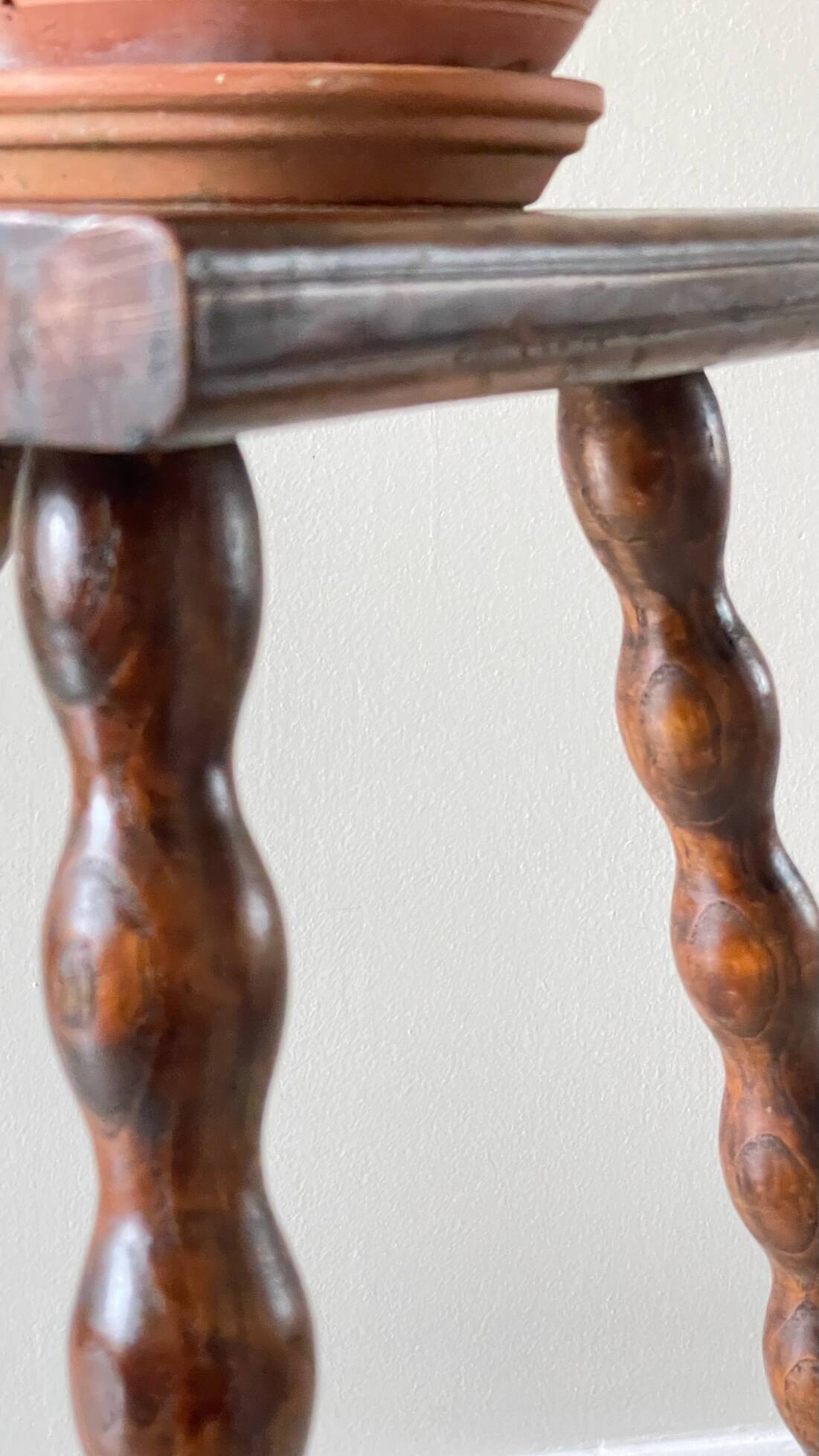 Vintage turned tripod wooden stool