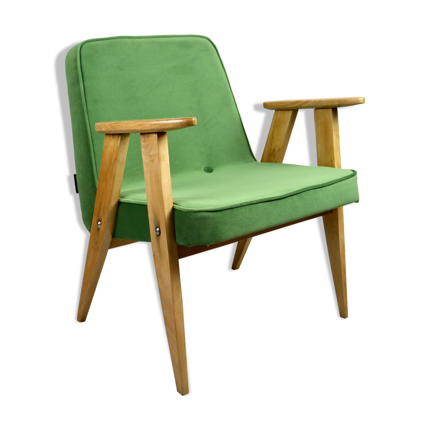 Light green velvet 366 lounge chair by Józef Chierowski, 1970s
