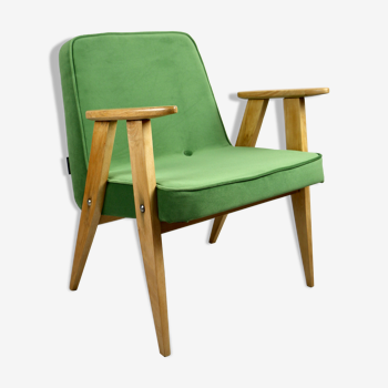 Light green velvet 366 lounge chair by Józef Chierowski, 1970s