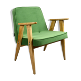 Light green velvet 366 lounge chair by Józef Chierowski, 1970s