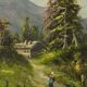 Oil on canvas "Mountain Landscape", signed C. Lion – Late 19th century