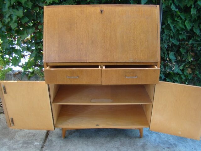 Old oak vintage writing desk 60