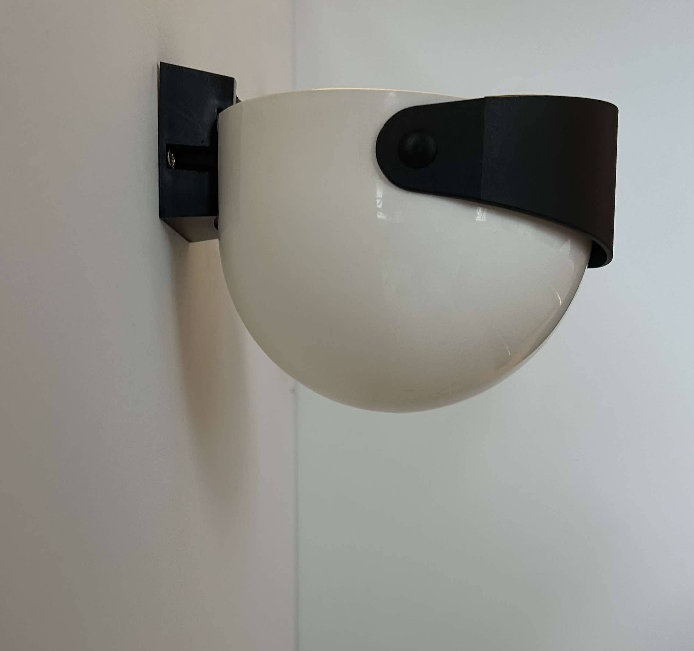 Pair of vintage wall lights, white and black Perspex, Sweden 1970