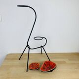 50s ceramic ashtray on stand, empty pocket