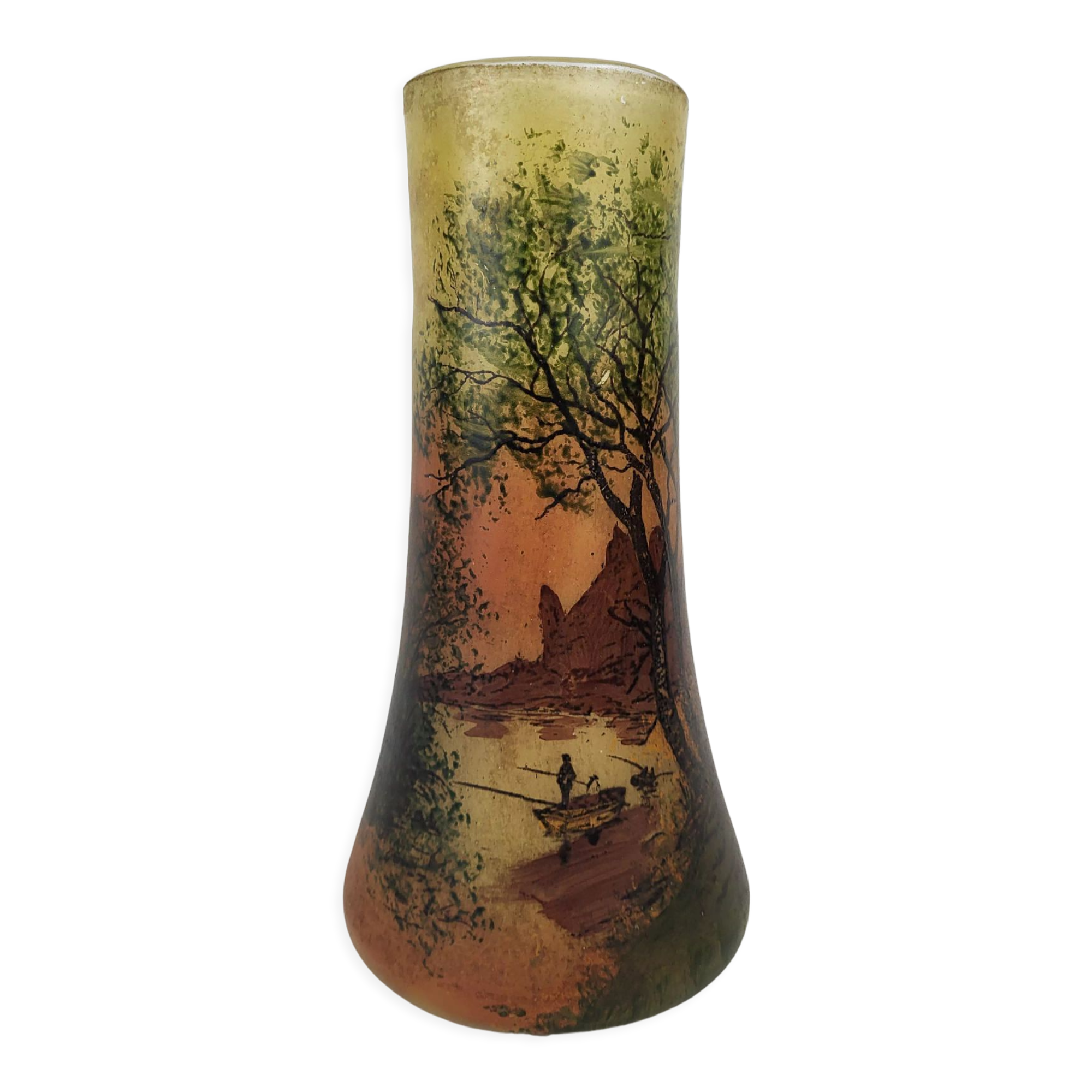 Enamelled glass vase Francois Theodore Legras