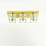 Pair of Large Crystal Glass & Brass Wall Lights/Sconces from Peill & Putzler, Germany, 1970s