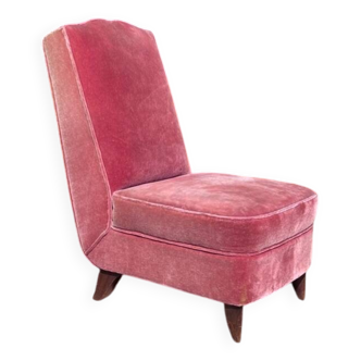 Fauteuil de salon en velours rose