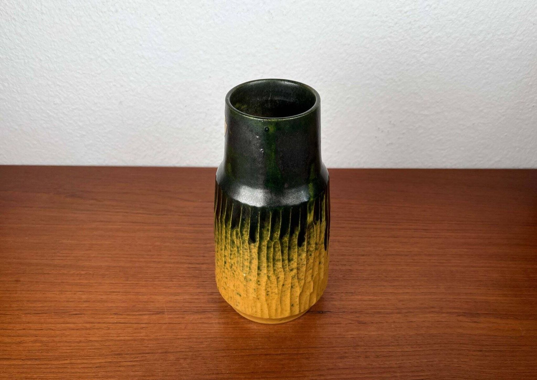 Danish studio pottery vase from the mid-20th century by Ernst Pottery, Faxe, 1960s.