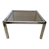 Square coffee table with smoked glass top and chrome base an70