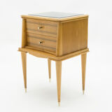 Paire de chevets en sycomore laiton 1950