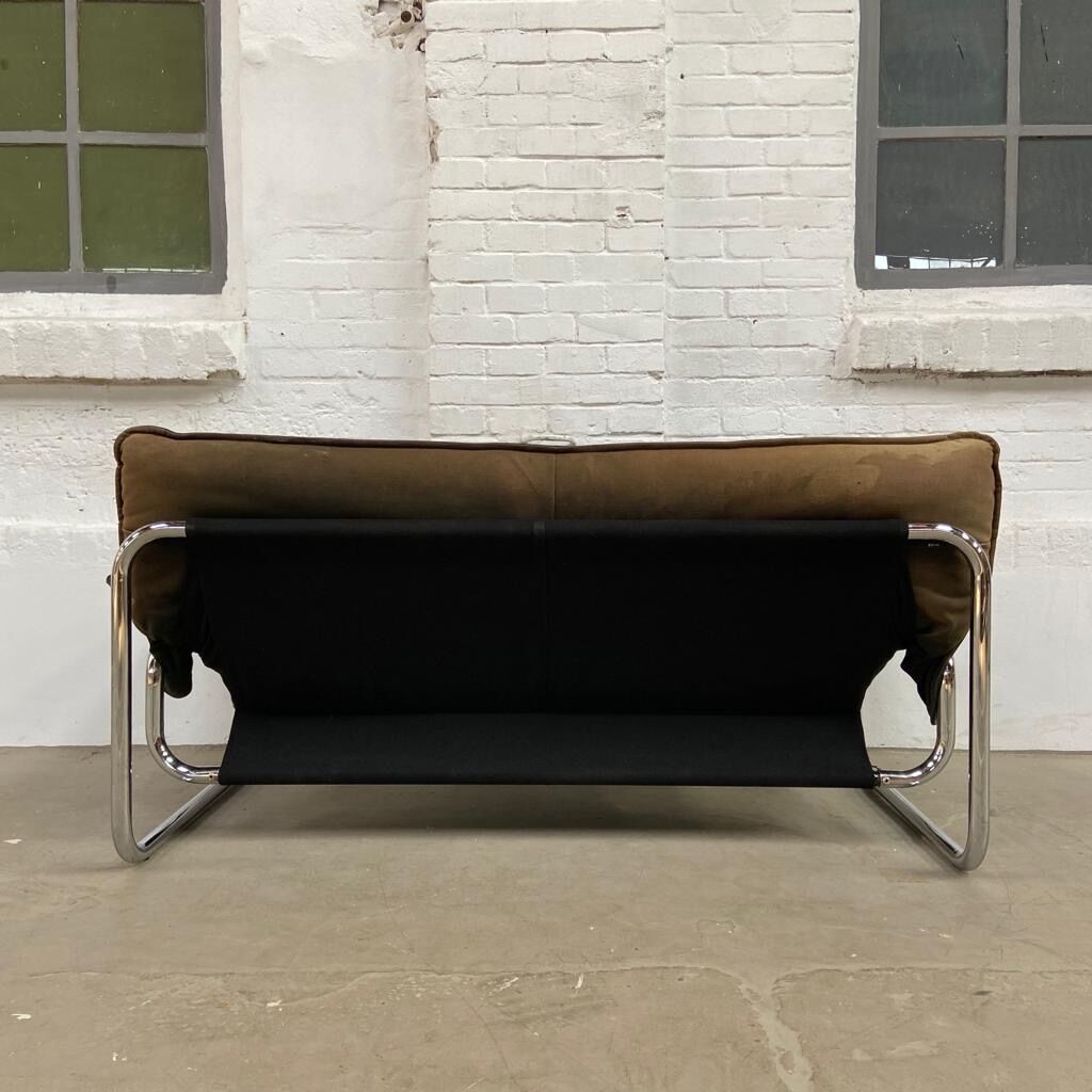 2-seater leather and chrome Sofa by Rodney Kinsman for OMK 1970's