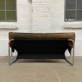 2-seater leather and chrome Sofa by Rodney Kinsman for OMK 1970's