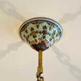 Lustre 8 branches laiton et porcelaine