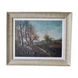 Tableau ancien paysage signé