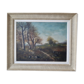 Ancient landscape painting signed