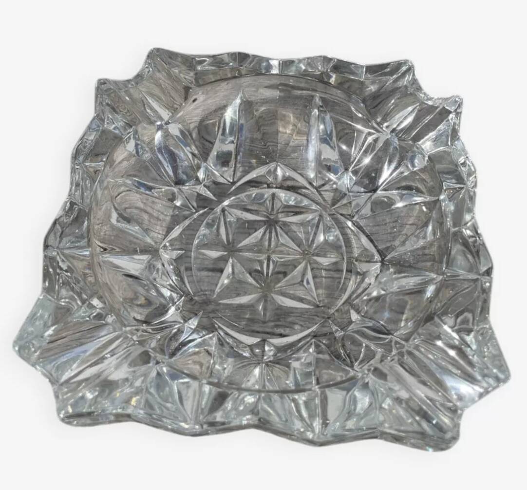 Vintage 1970s cut glass ashtray