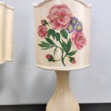 Paire de lampes de table en verre de Murano par Gino Cenedese avec abat-jours floraux