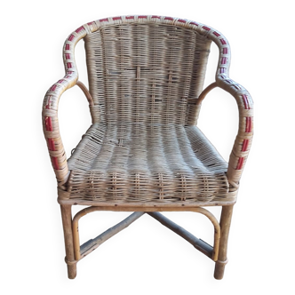 Rattan armchair and wicker child
