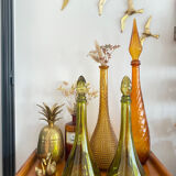 Vintage green glass decanter