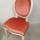 Chaise médaillon et tabouret velours style Louis XVI