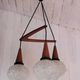 Boomerang Cascade Pendant Chandelier in Teak and Glass from Philips, 1950s