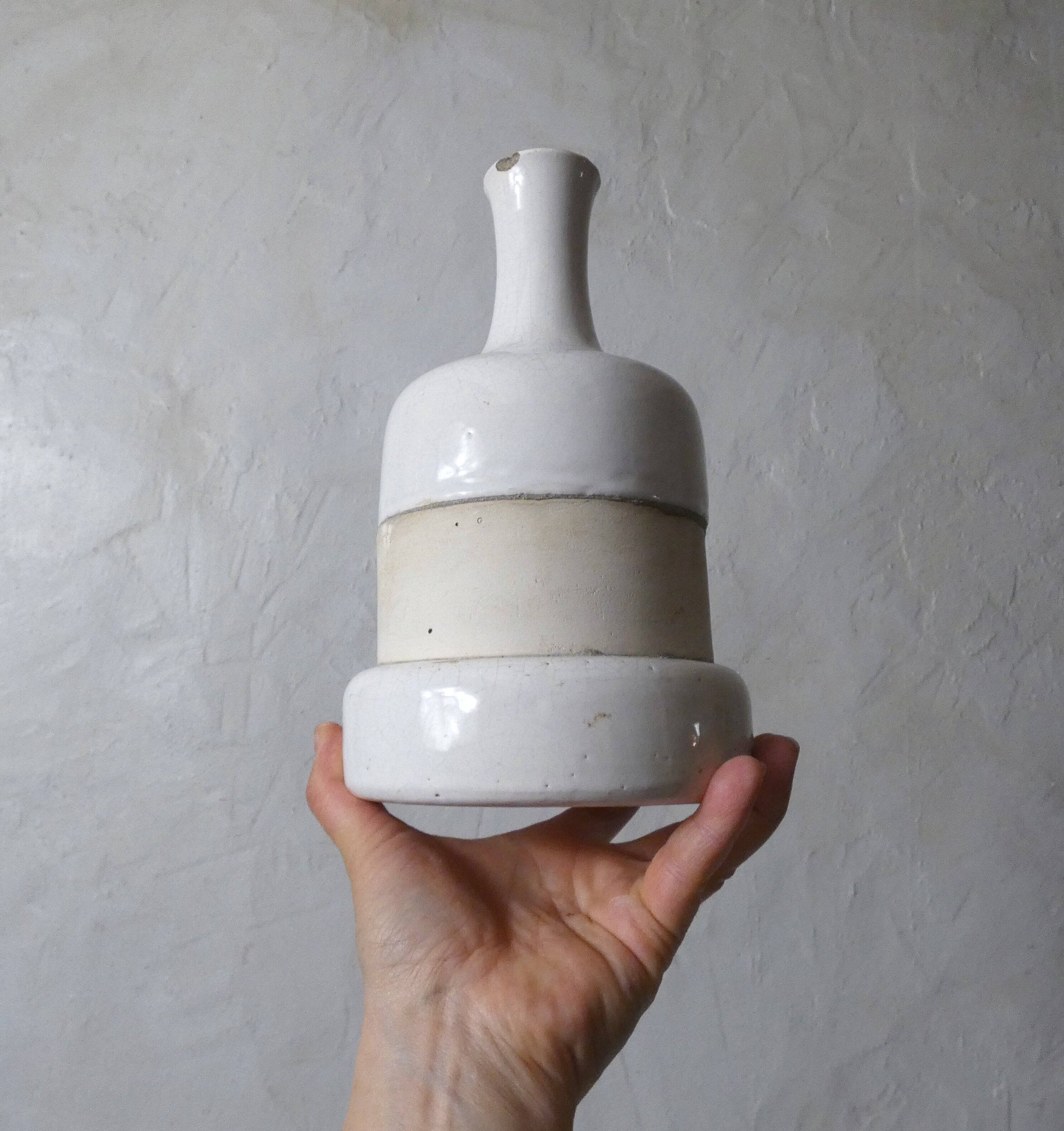 ancient stoneware soliflore vase in white