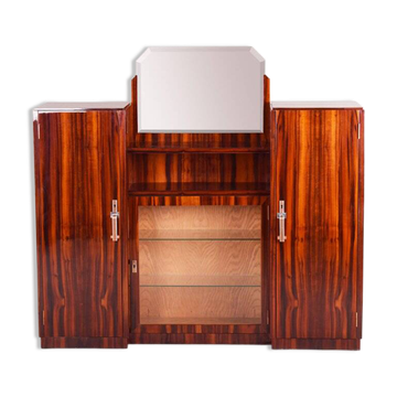Art Deco Mahogany Sideboard with Mirror, France, 1920s