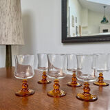 6 amber-footed aperitif glasses