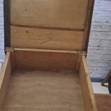 Stained brown wood stool 1940 with locker extra furniture decoration kitchen workshop veranda