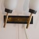 Pair of vintage brass metal and opaline wall lamps 1960