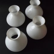 Set of 4 French Vintage White Opaline Glass Replacement Shade