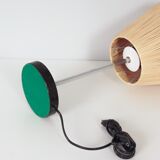 Vintage 60s table lamp with raffia shade and black marble base