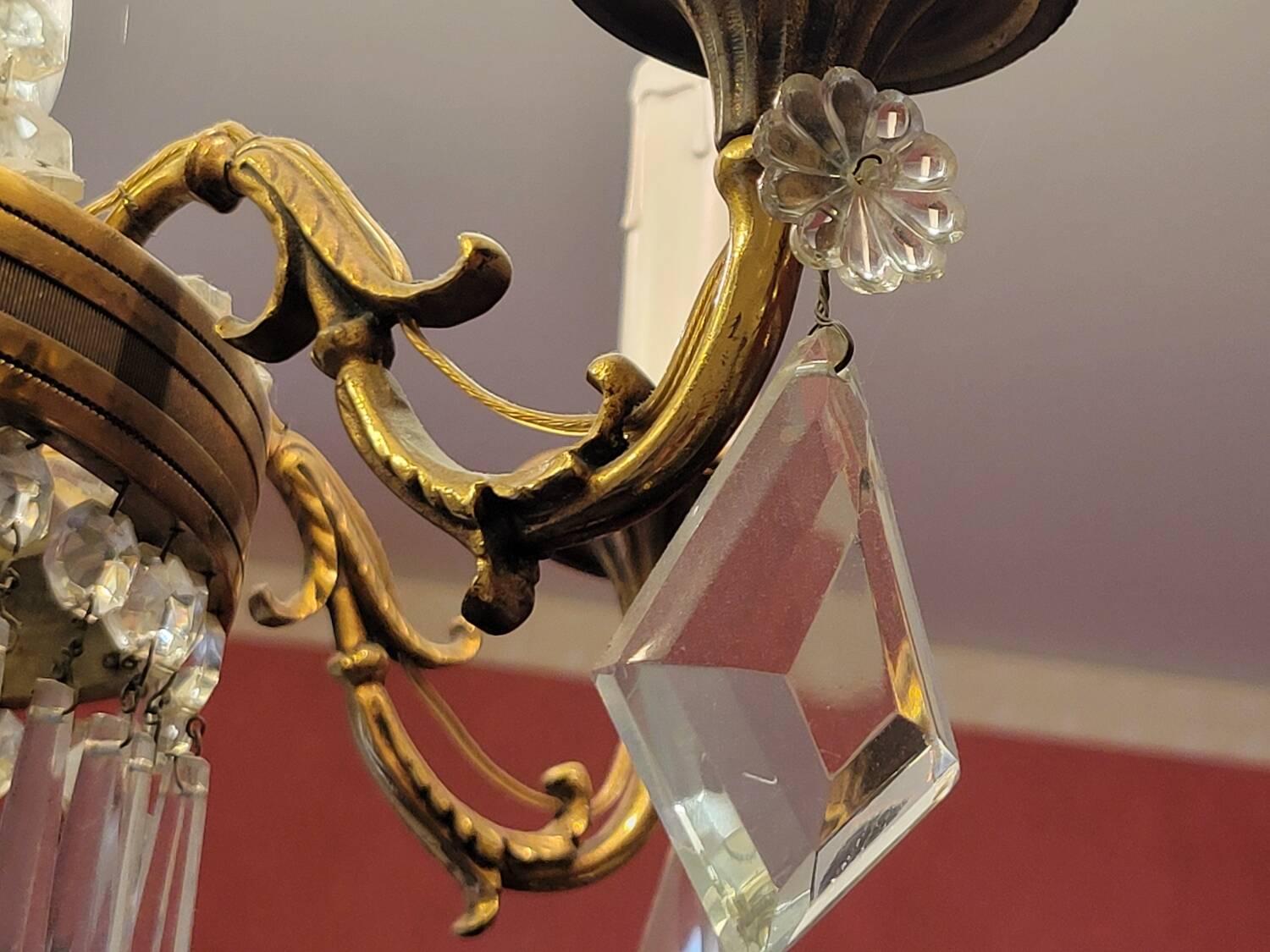 6-light hot air balloon chandelier with crystal pendants, late 19th century