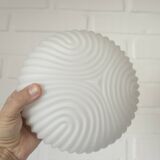 Plafonnier semi-encastré vintage en verre blanc