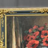 Tableau grand format. "Nature morte aux coquelicots".
