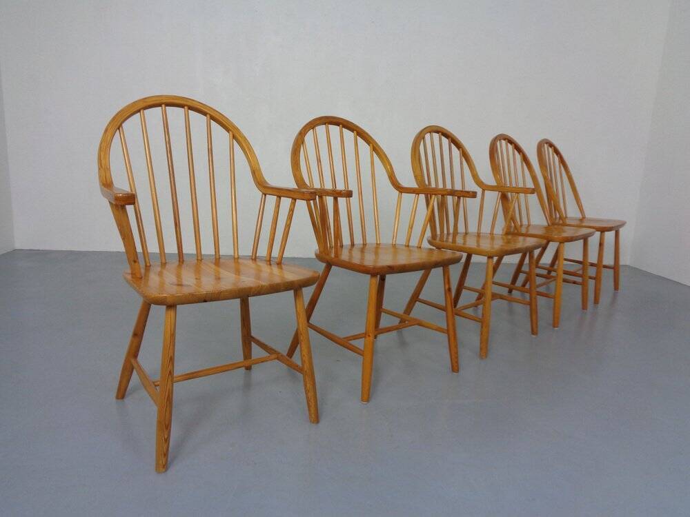 Pine Chairs by Erik Ole Jørgensen, Set of 5