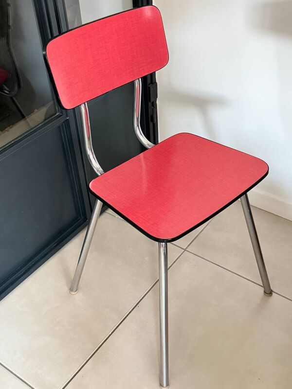 Chaise en Formica rouge vintage