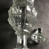 Ancienne carafe à liqueur en verre avance facette et bouchon - 27 cm