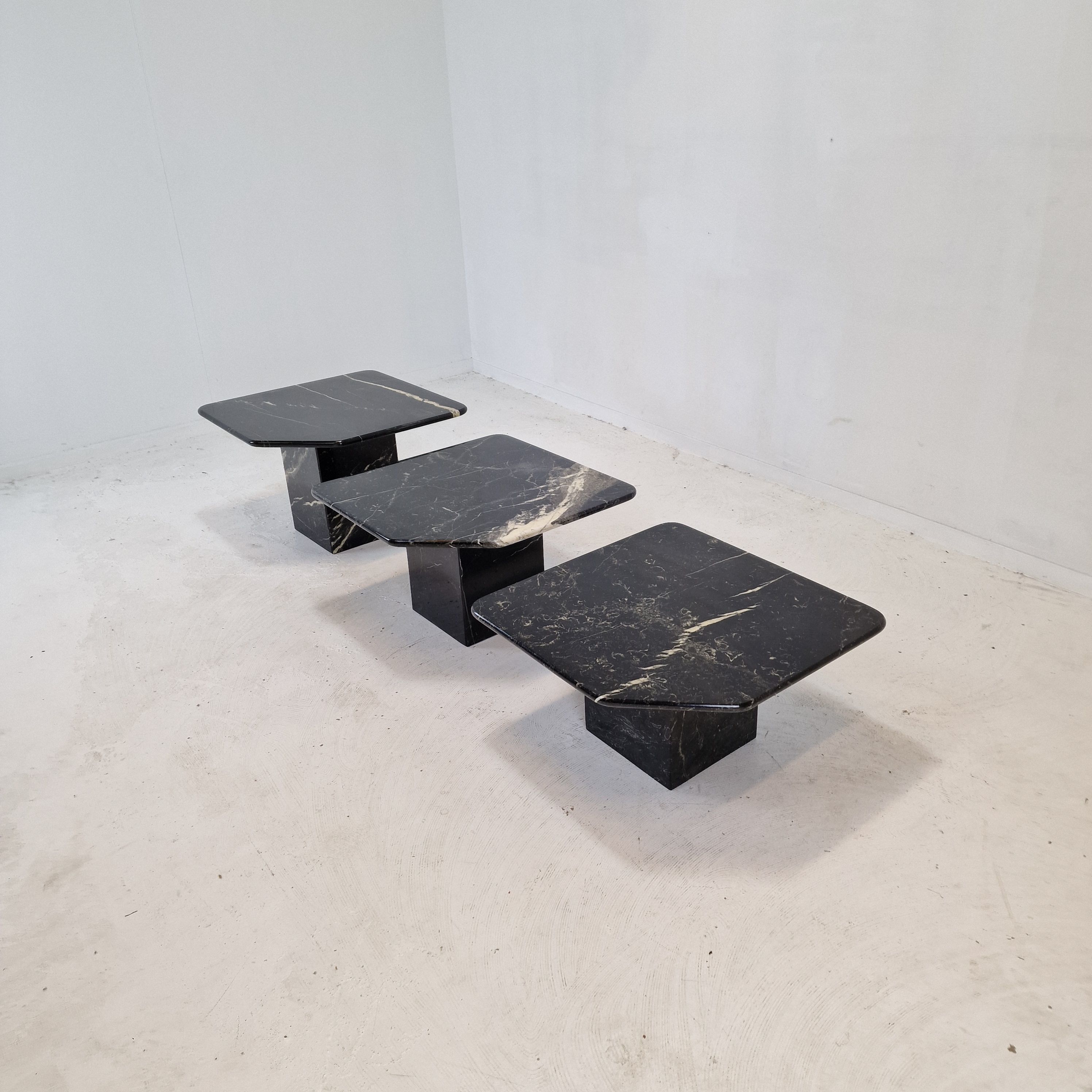 Set of 3 Italian Marble Coffee or Side Tables, 1970s